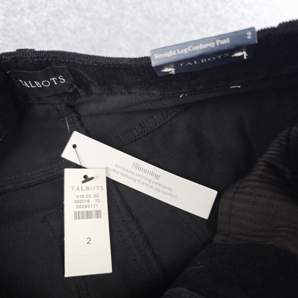 Talbots Straight Leg Corduroy Pants Women's 2 Black High Waist Slim NWT - Picture 8 of 12